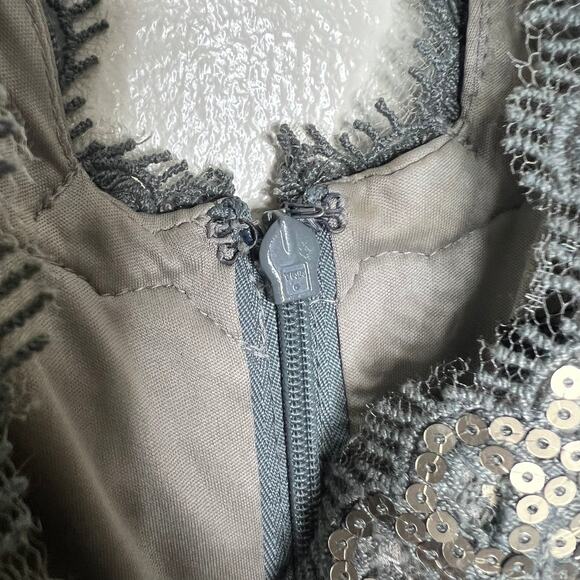 Tadashi Shoji Paillette Embroidered Banded Sheath Dress 4 Lace Sequin Wedding - Picture 8 of 10